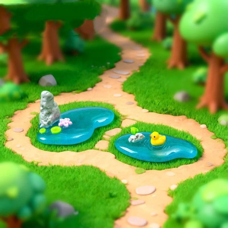 【S】미니 레진 연못 장식품, 잉어, 오리, 연꽃 디자 - Bonsai Garden With Koi Pond 리뷰 및 가격